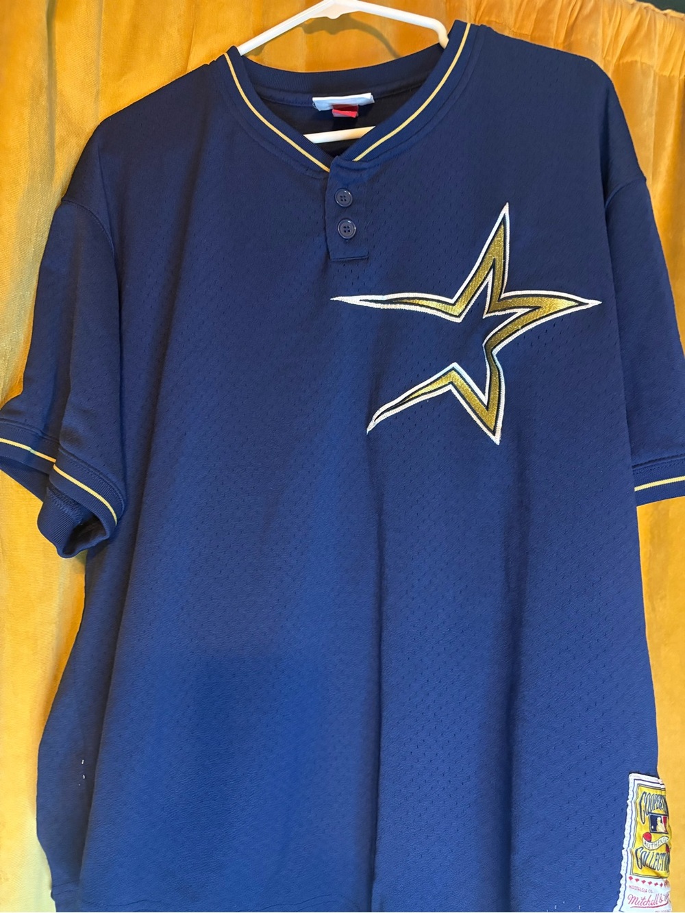 Mitchell & Ness Houston Astros Navy Blue Short S 1997Jersey with Gold Star - Picture 9 of 9
